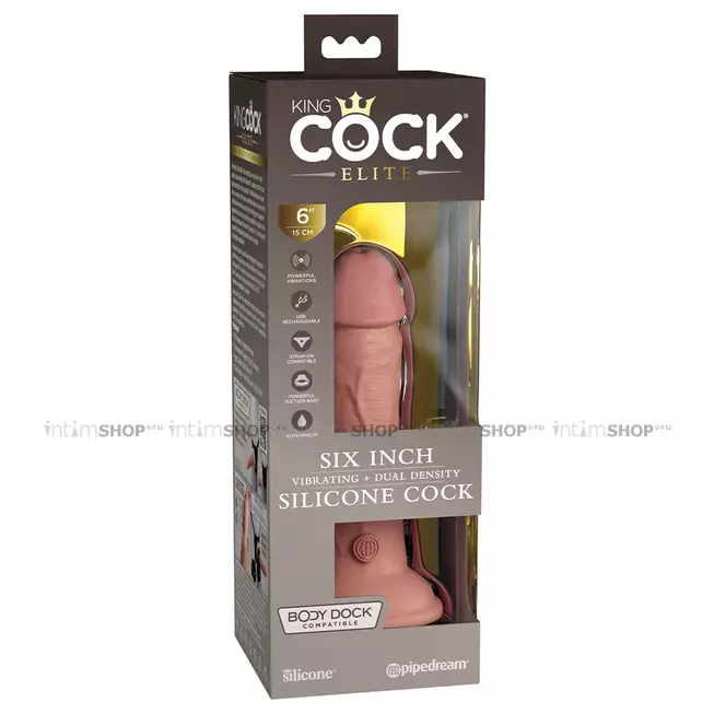 Вибратор-реалистик PipeDream King Cock Elite Dual Density 17.8 см, телесный