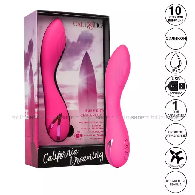 Вибратор с осцилляцией CalExotics California Dreaming Surf City Centerfold, розовый