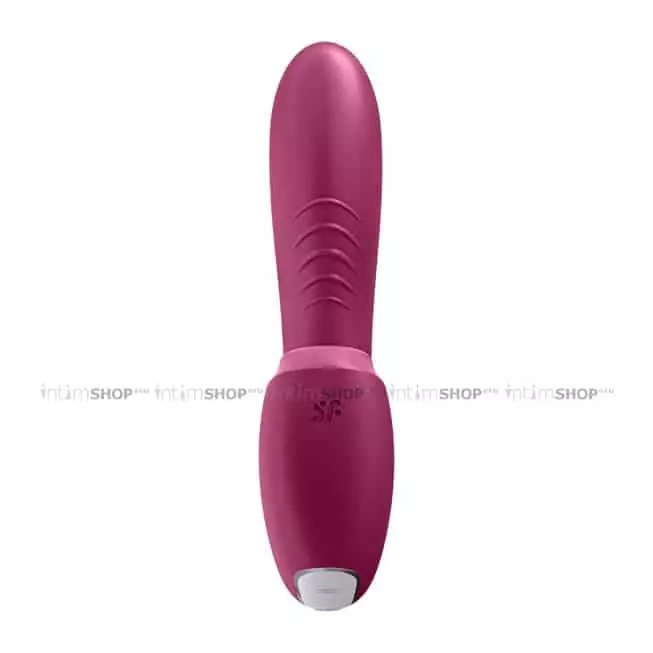 Вибратор с вакуумным стимулятором Satisfyer Sunray с фиксацией формы, ягодный