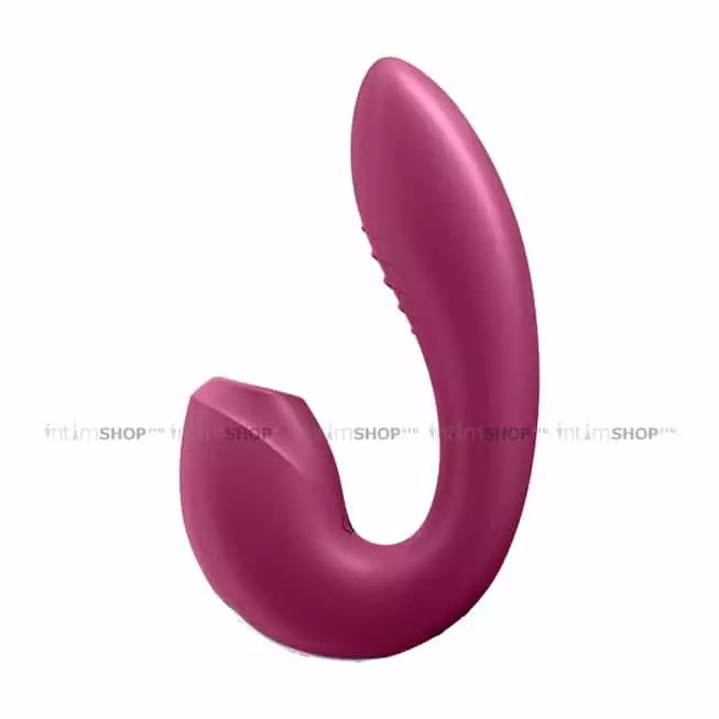 Вибратор с вакуумным стимулятором Satisfyer Sunray с фиксацией формы, ягодный