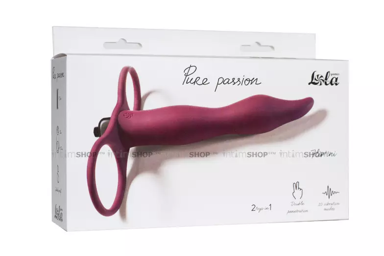 Вибронасадка для двойного проникновения Lola Toys Pure Passion Flirtini, бордовая