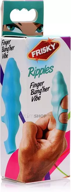 Вибронасадка на палец XR Brands Frisky Ripples, бирюзовая