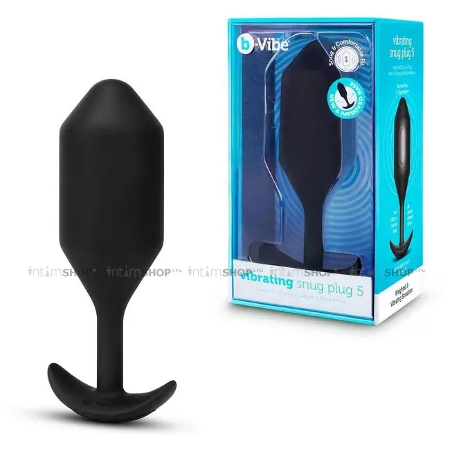 Вибропробка для ношения B-Vibe Vibrating Snug Plug 5, черная