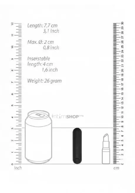 Вибропуля Shots BGT 7 Speed Rechargeable Bullet, черный