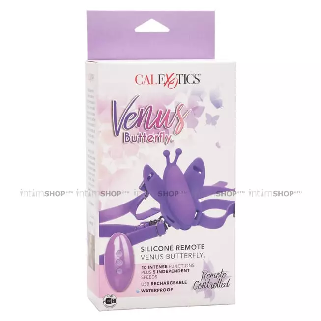 Вибротрусики с пультом ДУ CalExotics Venus Butterfly, фиолетовые