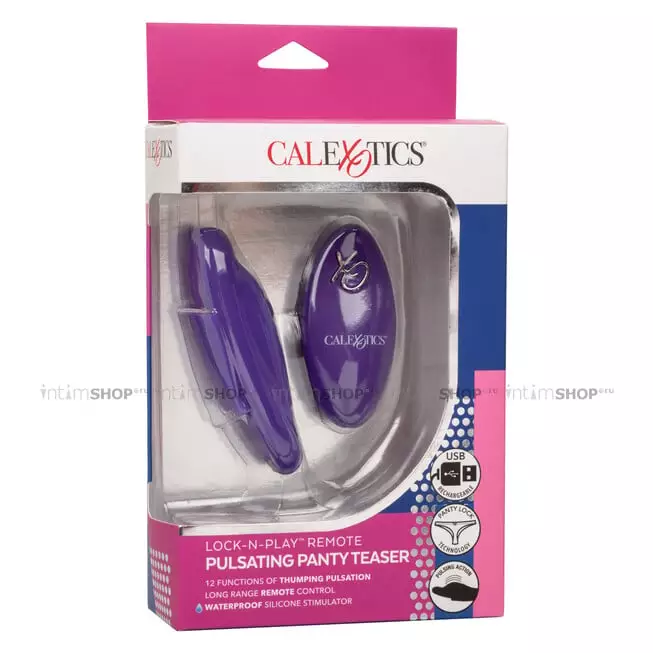 Вибровкладка в трусики с пульсацией CalExotics Lock-N-Play с пультом ДУ, фиолетовая